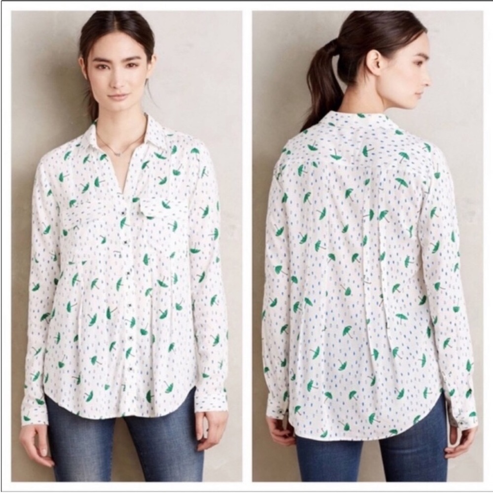 Anthropologie Maeve Wynwood Button Down Top